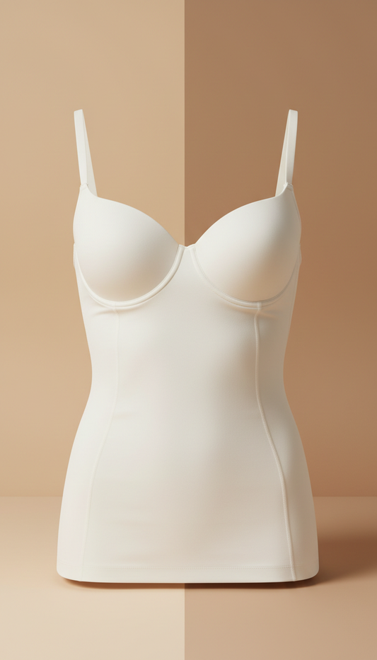 Camiseta moldeadora contorno blanco porcelana